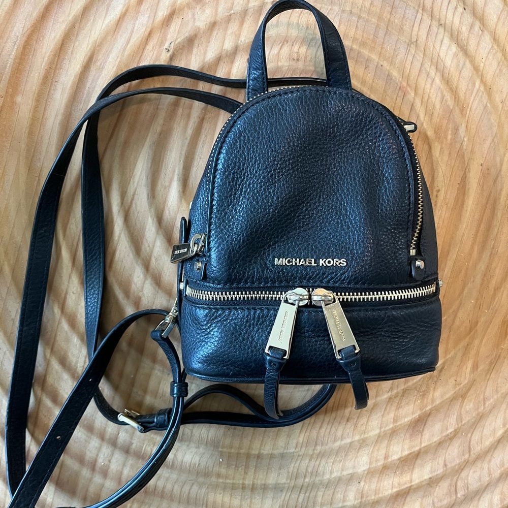Michael Kors Black Leather Mini Backpack